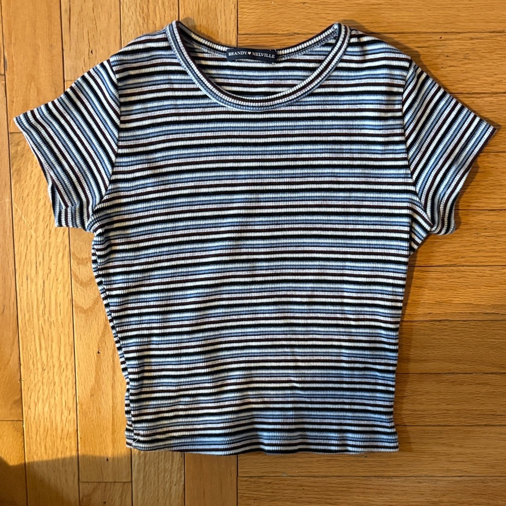Brandy Melville Black and White Striped Tee